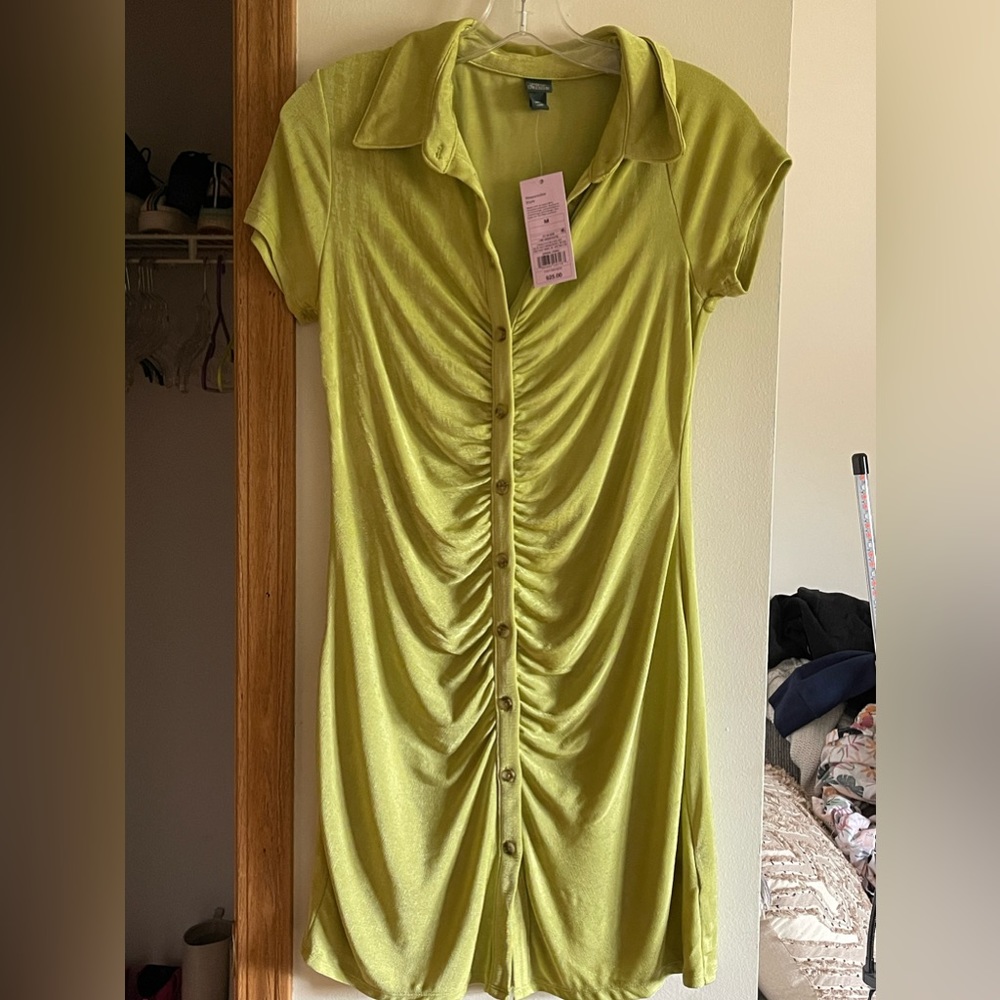 NWT Wild Fable Ruched Mini Dress - Lime Green, Size M